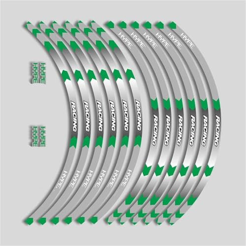 SHQXD Adesivo Serbatoio Accessori per Motociclette per Ducati Hypermotard 939 821 796 950 1100 Adesivi Cerchioni da 17 Pollici Mozzi Adesivi Riflettenti(Vert)