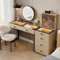 Modern Vanity Desk - Two Removable Storage Cabinets and 5-6 Drawers & Makeup Chair, Tempered Glass Desk,Dressing Table with Smart Mirror,Suitable for Bedrooms,Brown,80CM/31.5IN
