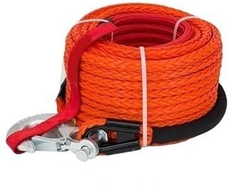 Cordon de remorquage, Corde de treuil synthétique 12 mm x 25 m avec gaine de protection for camions, 4x4 et véhicules tout-terrain. Accessoire de treuil ,pour camions tout-terrain(ORANGE_12MMX25M)