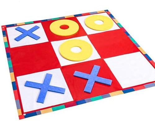 Giant Game – Toss aus Holz für den Innenbereich | robustes Kokosseilgitter | große Rasendekoration | Knoten und Kreuz | großer Spielplatz für Cams