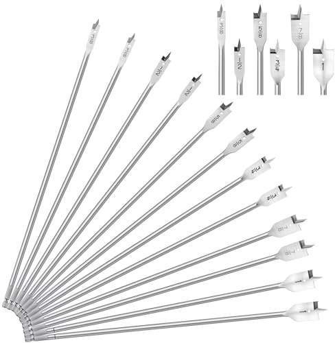 Treela 12 Pcs 16 Extra Long Spade Drill Bit Set,Wood Paddle Flat Drill Bit
