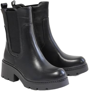irisaa Chelsea Boots mit Blockabsatz, Damen Stiefeletten Winterschuhe Ankle Boots