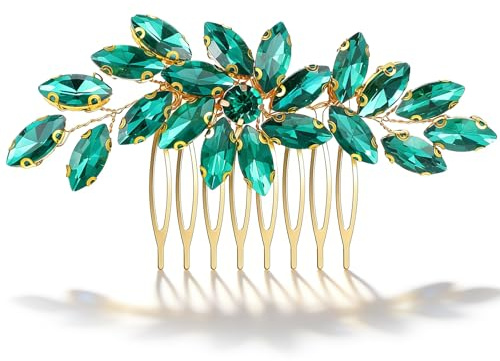 Ymapinc Kristall Steckkamm Grün | Vintage Haarkämme Damen Strass Haarkamm zum Stecken Geschenk für Frauen und Mädchen