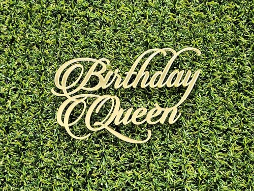Birthday Queen Acrylic Cake Topper Charm for Birthday Cake Decorations (Gold Mirror Acryl)