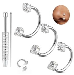 Chriscoco 3pcs G23 Titanium Nasenpiercing Internally Threaded Nasenring Silber 8/10/12MM Septum Piercings Gold Nostril Piercing Rook Tragus Helix Piercing Lippenpiercing 16G/18G/20G