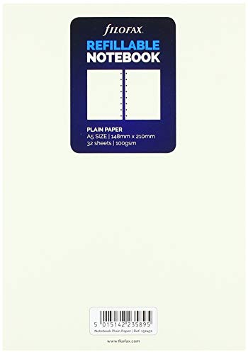 Filofax A5 Notebook refill - plain paper white