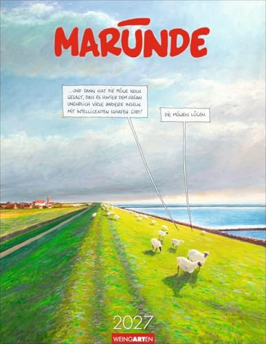 Marunde Kalender 2027: Witziger Cartoon-Posterkalender mit 12 humorvollen Zeichnungen. Kunstvoller Wandkalender 2027 mit Monatskalendarium. 34 x 44 cm. Hochformat
