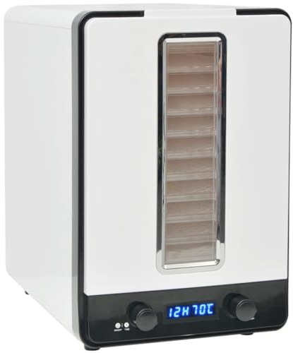 vidaXL Deshidratador de Alimentos con 10 Bandejas 550 W Blanco Secador Frutas