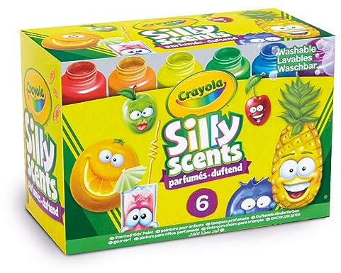 CRAYOLA - Silly Scents - 54-2392 - 6 Pots de Peinture parfumée de 59ml - Gouaches parfumées lavables, 6 Couleurs Assorties, activité créative Enfants