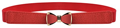 Syuer Damen 1 Breite Schleife Skinny Elastischer Taillengürtel Dehnbarer Gürtel Dünner Gürtel (L-XL (76-94cm), Rot)