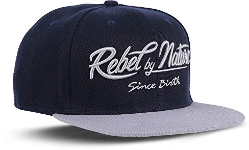 Rebel By Nature RC2 - Snapback Cap FONT Mütze Unisex Kappe Hat Sport Baseball - Collection No1 - 6Panel ORIGINAL REBEL (NAVY-BLUE)