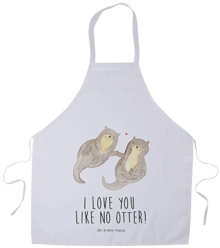 Mr. & Mrs. Panda Kochschürze Otter Hände halten - Geschenk, Küchenschürze, Paar, Seeotter, Otter Seeotter See Otter, Backschürze, Schürze Damen,