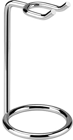 Linkidea Rasiererhalter mit kurzem Griff, Edelstahl, Deluxe Reise-Rasiererhalter für Herren, NUR kompatibel mit Rasierern mit einem Griff von weniger als 8,9 cm (Silber/Chrom poliert)