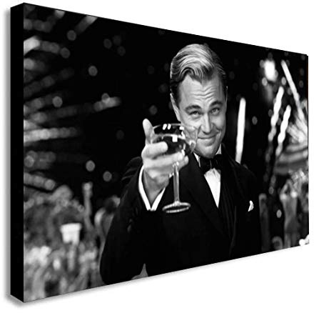 FAB Leinwandbild The Great Gatsby Leonardo DiCaprio gerahmter Kunstdruck verschiedene Größen (A2 61 x 16 Zoll)