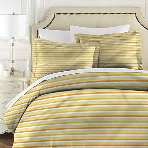 Mannwarehouse Gelb und Weiß Tagesdecken-Set, horizontale Linien, 3-teiliges Bettwäsche-Set (1 Bettbezug + 2 Kissenbezüge), weich, bequem, atmungsaktiv, lichtbeständig, Cal King 264,2 x 248,9 cm
