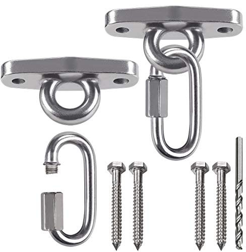 9M Of2 Heavy Swing Hangers Stainless Steel 304 Rust-Proof Playground Porch Yoga seat Hanger Swing Hammock Chair Suspension kit Indoor and Outdoor 2000 pounds Capacity 2 carabiners