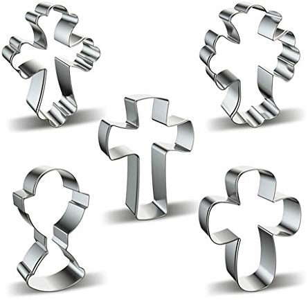 qiuxiaoaa 5 styles d'emporte-pièces en forme de croix - Moule à biscuits - Outil de pâtisserie - Argenté