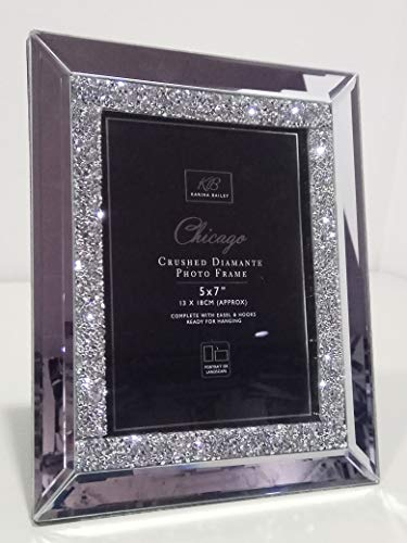 New 8x10 Glamorous Mirror Crushed Diamante Glass Mirrored Photo Frame Gift