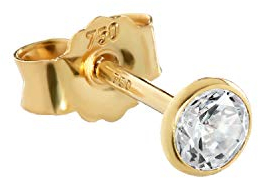 NKlaus Einzel 3,5mm Ohrstecker Gelbgold 750 Gold Ohrringe 18 Karat Kristall Zirkonia weiß 2625