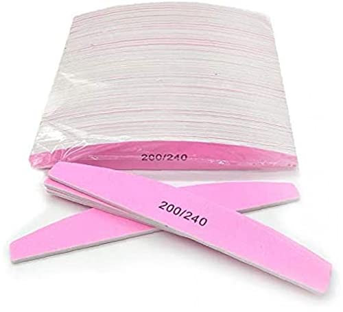 10 Piezas De Limas De Uñas Rosa Lavable De Doble Limas (200/240 Grit) Semicircular Frustración Nails Supply Lijado Manicura