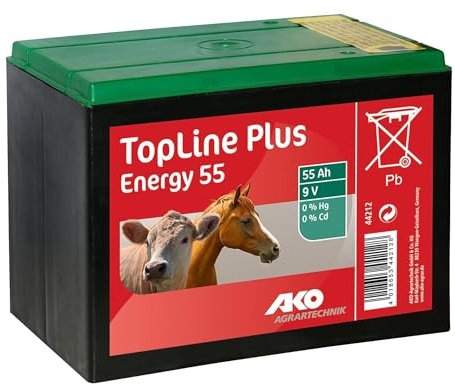 ESTO Batteria a Secco 9V Zinco Carbonio 55Ah 90Ah 130Ah, per Elettrificatori da Recinzione elettrica, Rete Elettrificata, Recinto Pascolo, Pila Salina Batteria 55 AH