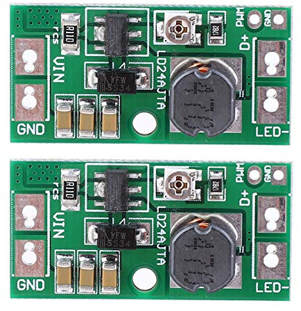 2 Piezas Placa de Controlador LED Ajustable LD24AJTA, Convertidor de Corriente Constante Reductor DC-DC Controlado Por PWM de 20W DC6~25V