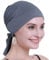 osvyo Bambus Chemo Kopftuch für Frauen mit Haarausfall - Krebspatienten Kopfbedeckung Turban in Versiegelter Verpackung BLAU GRAU