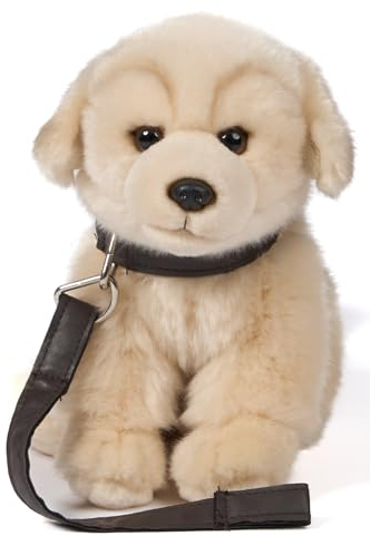 Uni-Toys - Golden Retriever Welpe, sitzend - Mit Leine - 18 cm (Höhe) - Plüsch-Hund, Haustier - Plüschtier, Kuscheltier