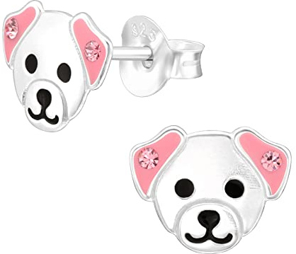925 Sterling Silver Puppy Dog Stud Earrings for Girls | puppy dog earrings, lightweight hollow-back studs, gift boxed for girls or women, nickel free for sensitive ears