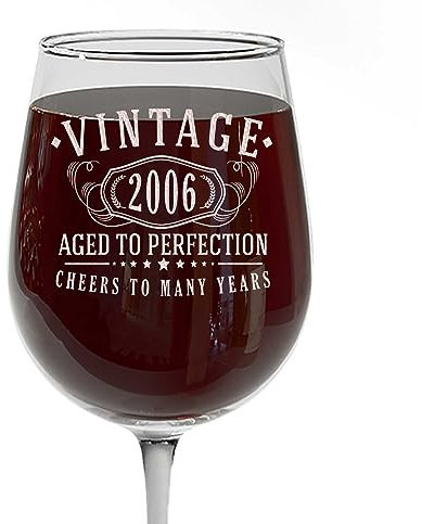 Vintage 2006 Etched 16oz Stemmed Wine Glass - 19th Birthday Gifts for Women - Cheers to 19 years old - 19th decorations for her - Best Engraved Wine Gift ideas for Women - Boys Girls 2.0