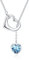 Qings Collana Cuore Donna Argento 925 Acquamarina Collana Ciondolo a Cuore Pietra Portafortuna Marzo Birthstone con Zirconia Brillante Natale Compleanno Gioielli Regalo per Ragazze Madre Figlia