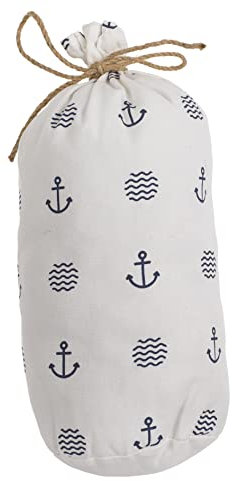 Türstopper Türpuffer Türsack aus Stoff im maritimen Design, dekorativ für Boden stehend, 1,5kg schwer gefüllt (Anker Allover - weiß)
