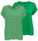 ONLY Tshirt Damen Bluse Top ONLMOSTER 2er Pack Regular Fit Rundhals Basic Kurzarm Shirt Streifen, Größe:XS, Farbe:Jolly Green w/cd Stripes
