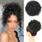 PORSMEER Haarteil Dutt Haar Bun mit Elastischer Kordelzug Kurz Locken Welle Pferdeschwanz Haarteil Kunsthaar wie Echthaar Updo Haarverlängerung zopf für Frauen Tägliche,Afro Schwarz 1B