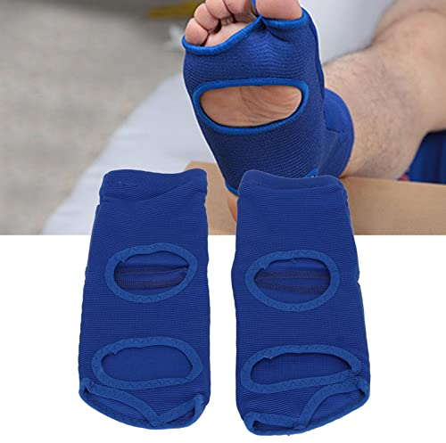 Blaue Boxfuß Knöchelbandage, Schutz Unisex Boxen 2 Stück Boxfußschutz Unisex Pu Leder Weicher Box Sparring Fußschutz für Damen Herren Taekwondo Fußschützer Training Martial (XL)