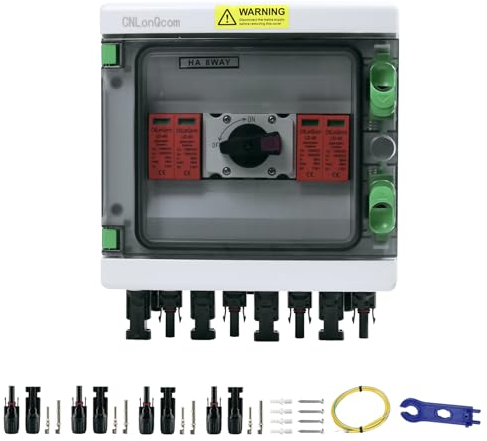 CNLonQcom Überspannungsschutz PV 1000V 32A DC Trennschalter Blitzschutz 2 String 2 In 2 Out Mit IP65 Solar PV Anschlusskasten Für PV Anlage Komplettset