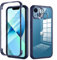 seacosmo Cover per iPhone 13 Mini, [9H HD] con Vetro Temperato Integrato Schermo, Pellicola Fotocamera, 360 Gradi Antiurto Protezione Fronte Retro Rugged Custodia Slim Doppia Faccia Case - Blu Navy