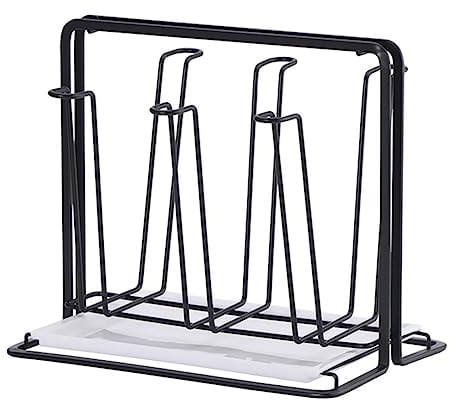 Cup Drying Rack, Glass Bottle Mug Cup Holder Metal Dish Drainer Drying Rack Mugs Storage Rack Countertop Drainer Coffee Bottles Stand with Drip Tray for 6 Cups