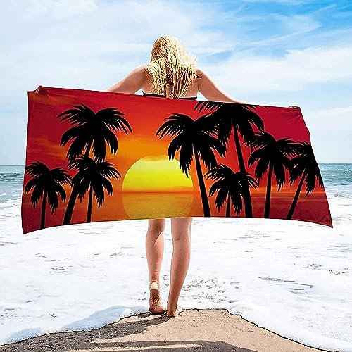 Tropical Palm Tree Leaves Quick Dry Beach Towel Lightweight Bath Towel 3D Print Portable Luxury Unisex Beach Towel For Adults Women Men Pool Towel Hiking And Home Use, 70 X 150 Cm