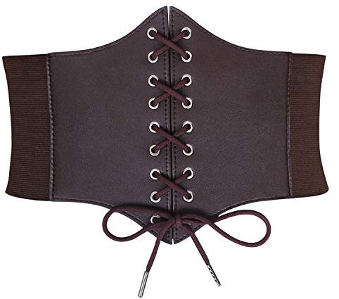 JasGood Damen Korsett Gürtel Schnürkorsett Elastischen Breiten Band, Gebundener Waspie Taille Gürtel Hüftgurt für Damen Halloween,Kaffee,65cm(Anzug für Taille 60cm-66cm)
