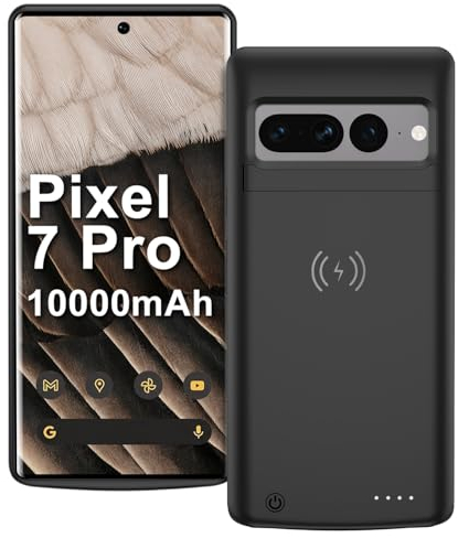 Wireless Charging Case for Google Pixel 7 Pro, Portable Rechargeable Battery Case High Capacity 10000mAh Qi Wireless Charging with Pixel 7 Pro Extended Battery Charger Case