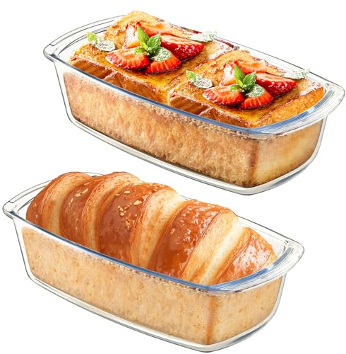 ATRDTO Lot de 2 moules à pain et à pain en verre de 25,4 cm pour la cuisson du pain à la banane, du pain de viande, des gâteaux