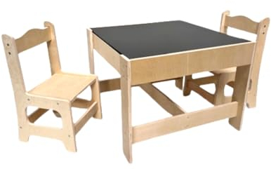 Nenitus Mesa Infantil con Sillas - Montessori de Madera, Pizarra Infantil, Sillitas