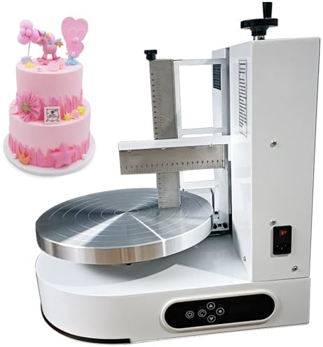 Qiang Plato Giratorio Tarta Máquina Automática para Decorar Pastele Nivelador De Pasteles Crema Máquina Formación Hielo para Pastel Máquina Untar Crema De Mantequilla,White-4-18in