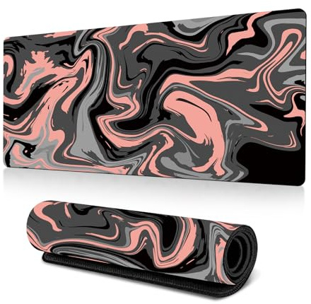Hixingo Large Mouse Mat, Gaming Mouse Pad, Abstract pattern Mouse Pad, Mousepad with Stitched Edges, Non-Slip Rubber Base Mouse Pads for Office & Home (700 * 300 * 3mm,Meat powder gray)