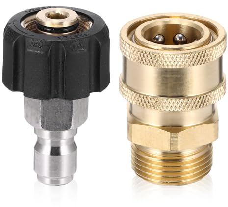 Pressure Washer Adapter Set, Quick Connect Kit, Pressure Washer Couplers, Pressure Washer Adapter Set, M22 14mm to M22 Metric Fitting, 1/4 Quick Connect Swivel Accessories Adaptors 5000 PSI