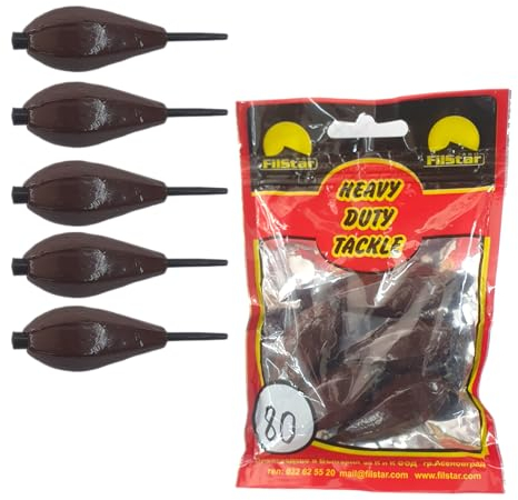 PRO FILSTAR Inline Piombo di base Long Cast 5 x 80 g – Piombo da pesca – Piombo da pesca – Pesca di piombo – Pesa piombo – Pesi da pesca – Piombo da pesca – Pesi al piombo – Piombo a goccia – Piombo