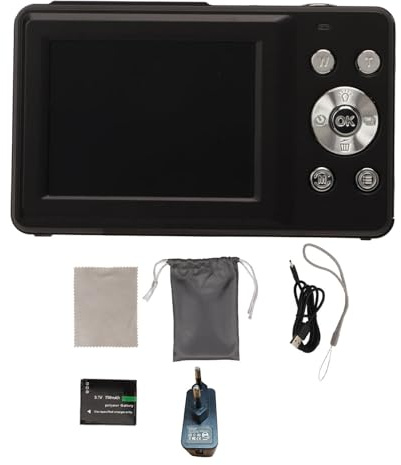 Digitalkamera, 44MP 1080P HD 16X Digitale Taschenkamera Autofokus Digitalkamera mit einem Klick für Jugendliche und Kinder (BLACK)