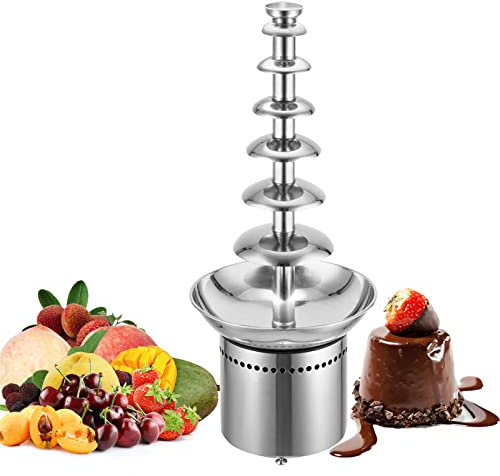 AINITAIFENG Commercial Chocolate Fondue Fountain, 4/5/6/7 Tiers Chocolate Waterfall Hot Pot/Cheese Heated Melting Machine for Fruit, BBQ Sauce, Ranch, Liqueurs (7 Tier)