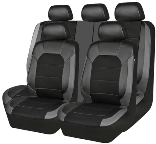 Toets 9PCS Auto Sitzbezüge Sets für Mitsubishi ASX 2010-2024, Allwetter Leder Wasserdicht Atmungsaktiv Verschleißfestes Sitzbezügesets Protektoren Zubehör,C/Black
